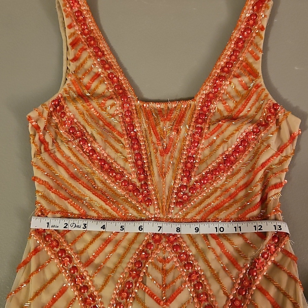 Sequin Beaded Mesh Gianni Bini Mini Dress Size 4 Pink & Nude - Picture 12 of 12
